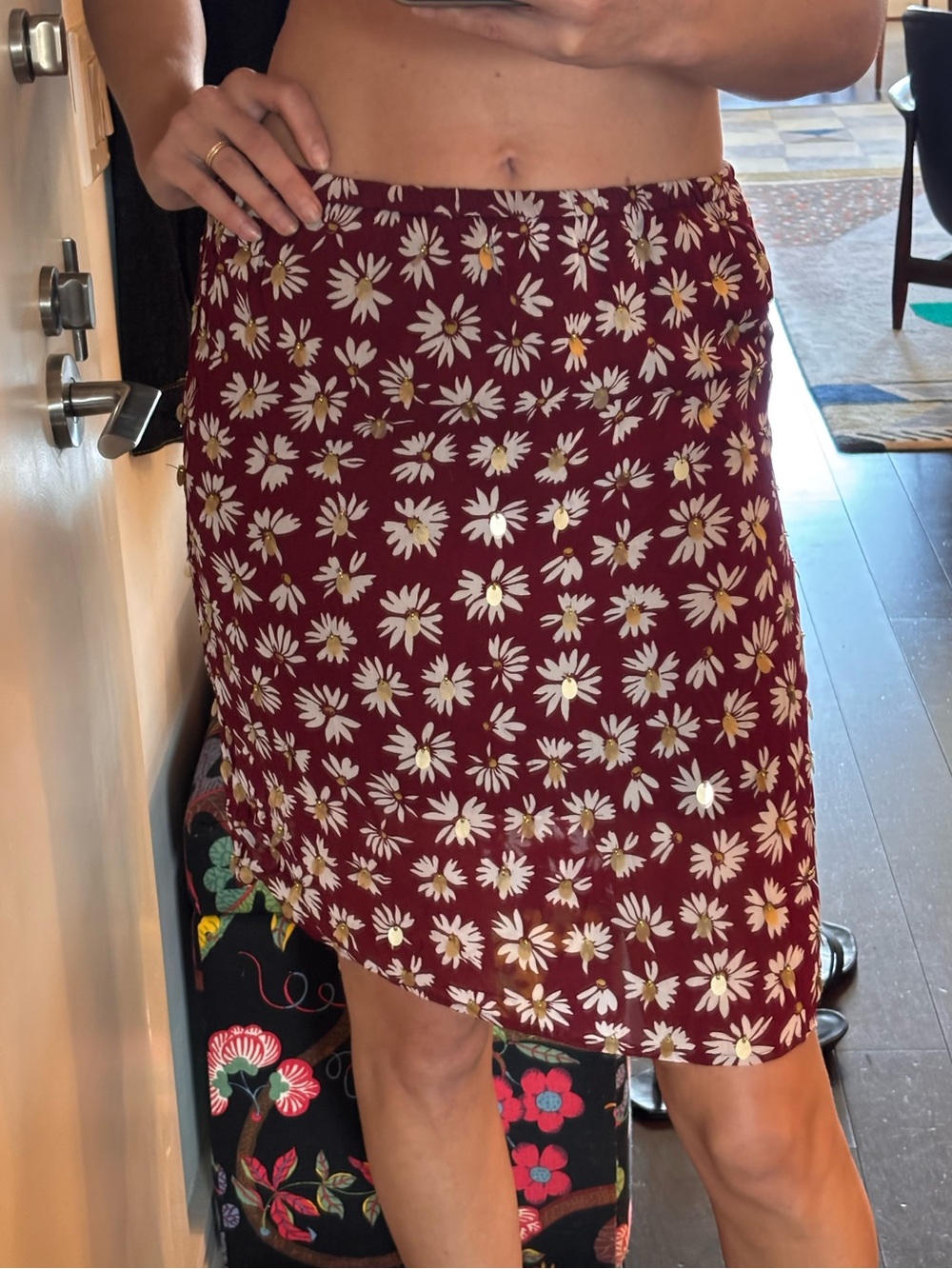 J. Crew Burgundy Daisy Mini Skirt